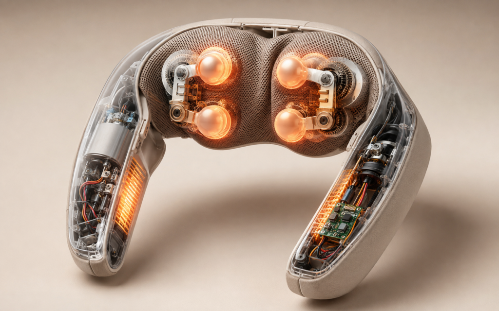 Internal motor, rotating nodes and heating system of a shiatsu massager