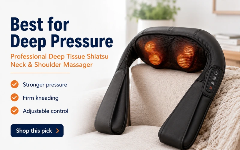 Professional Deep Tissue Shiatsu Neck and Shoulder Massager as a firmer pressure trapezius massager pick