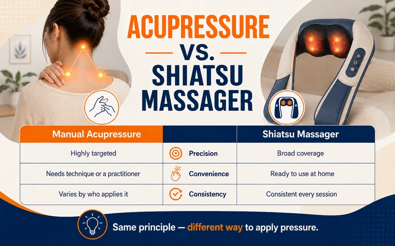 Acupressure vs shiatsu massager comparison of precision, convenience, and consistency