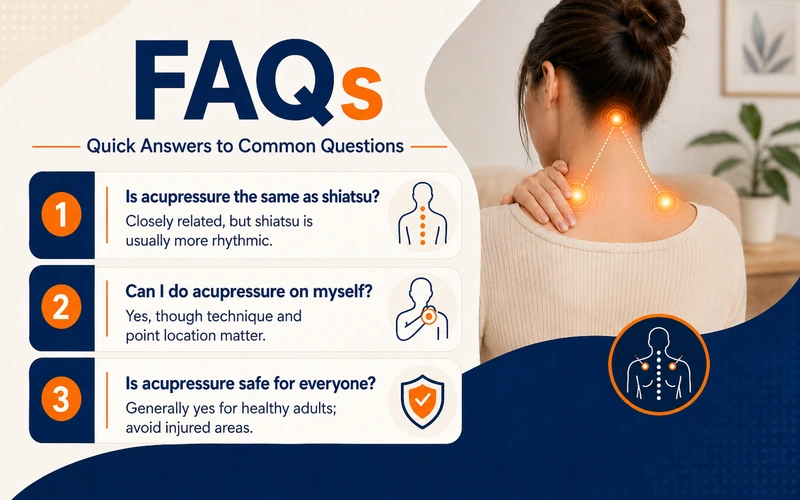 Frequently asked questions about acupressure, shiatsu, and neck and shoulder pain