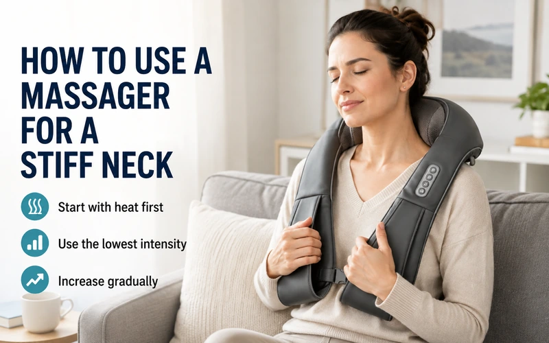 How to use a massager for a stiff neck: start with heat first, use the lowest intensity, and increase gradually