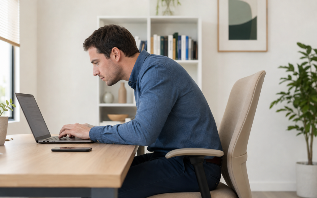 Forward head posture while working at a desk