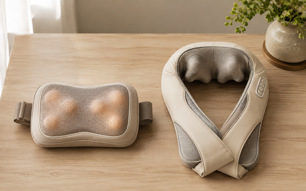 Massage pillow compared with a U-shaped neck massager